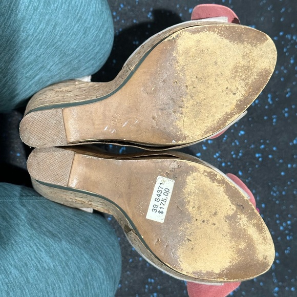 Charles by Charles David cork platform wedge suede flowers 6.5 - Picture 6 of 9